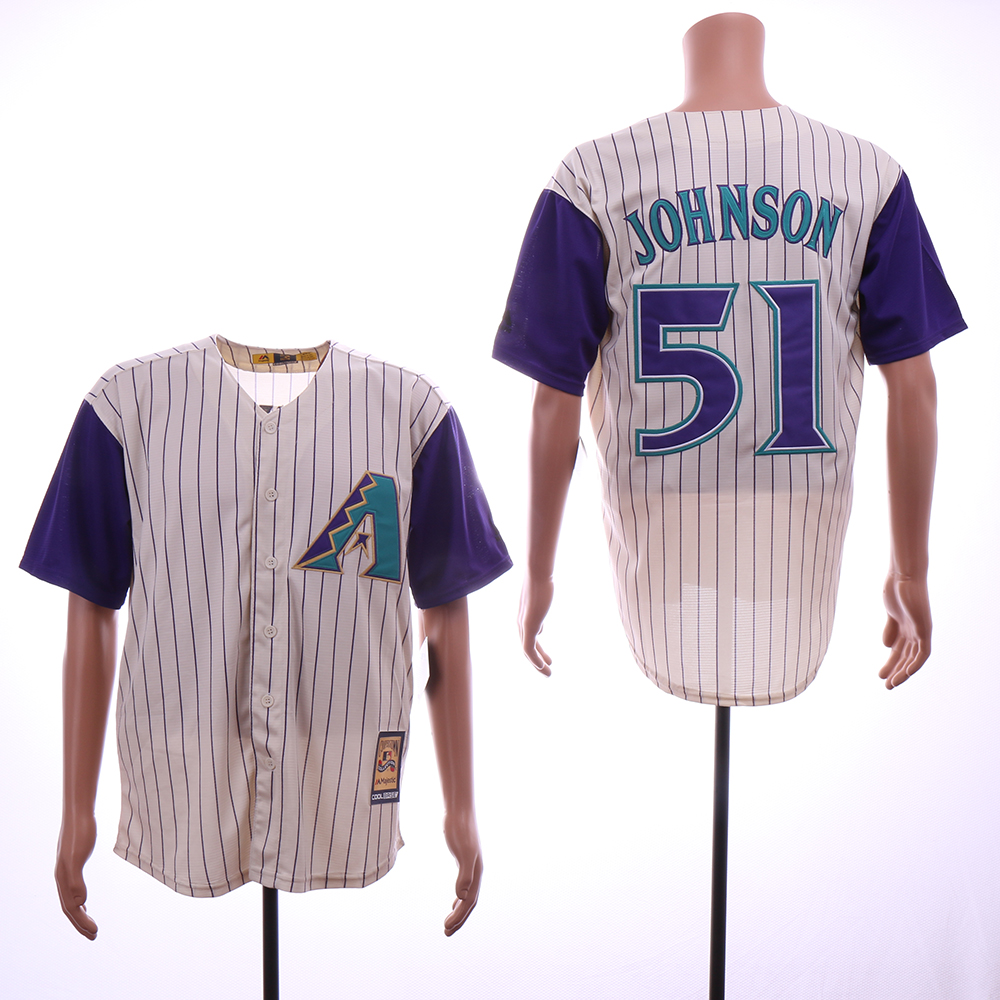 Men Arizona Diamondback #51 Johnson Cream Stripe MLB Jerseys->arizona diamondback->MLB Jersey